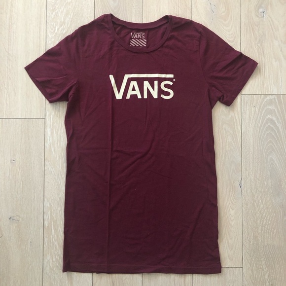 Vans Logo T Shirt in Maroon Women’s Size L - Picture 1 of 7